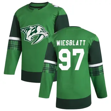 Men's Oasiz Wiesblatt Nashville Predators ＃97 Authentic Green 2020 St. Patrick's Day Jersey