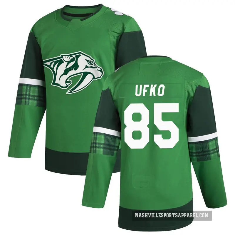 Men's Ryan Ufko Nashville Predators ＃85 Authentic Green 2020 St. Patrick's Day Jersey