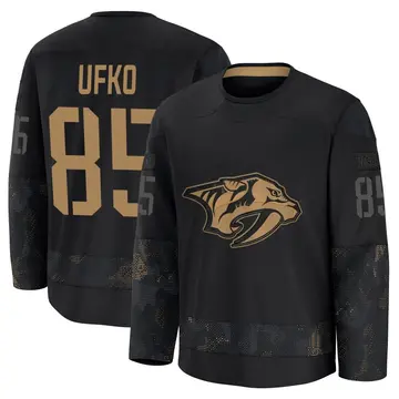 Men's Ryan Ufko Nashville Predators ＃85 Premium Black 2024 Military Appreciation Practice Jersey