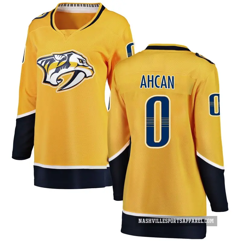 Women's Jack Ahcan Nashville Predators ＃0 Breakaway Yellow Home Jersey