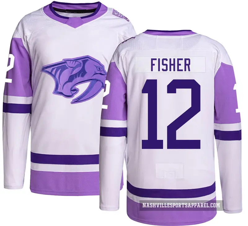 Youth Mike Fisher Nashville Predators ＃12 Authentic Hockey Fights Cancer Jersey