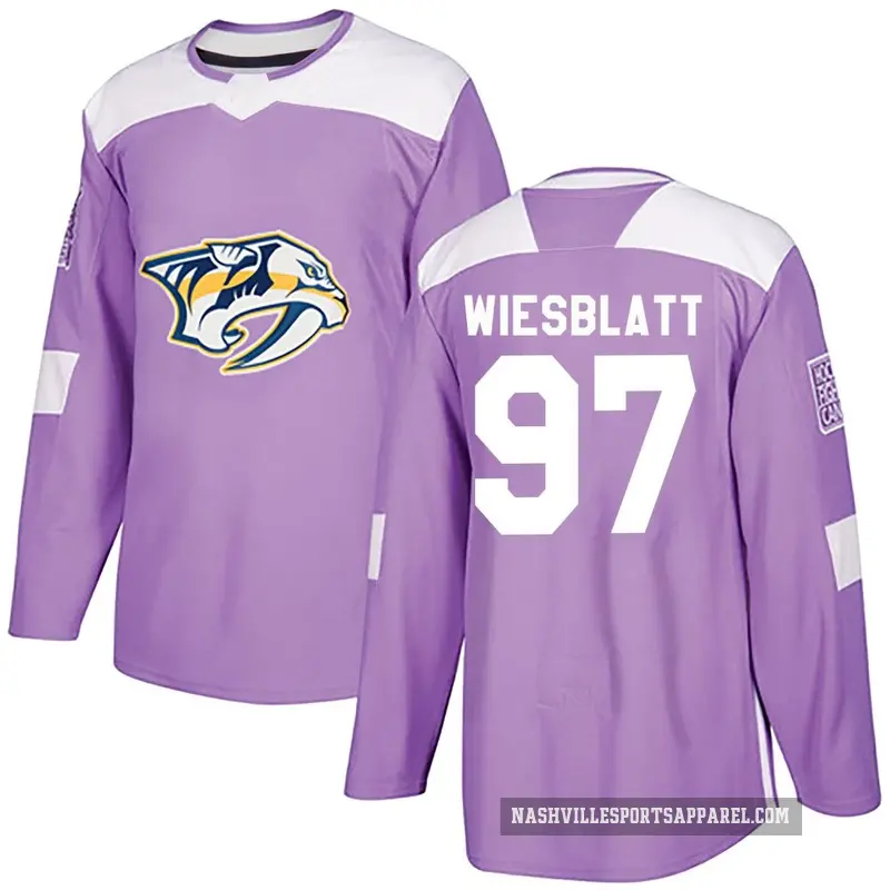 Youth Oasiz Wiesblatt Nashville Predators ＃97 Authentic Purple Fights Cancer Practice Jersey